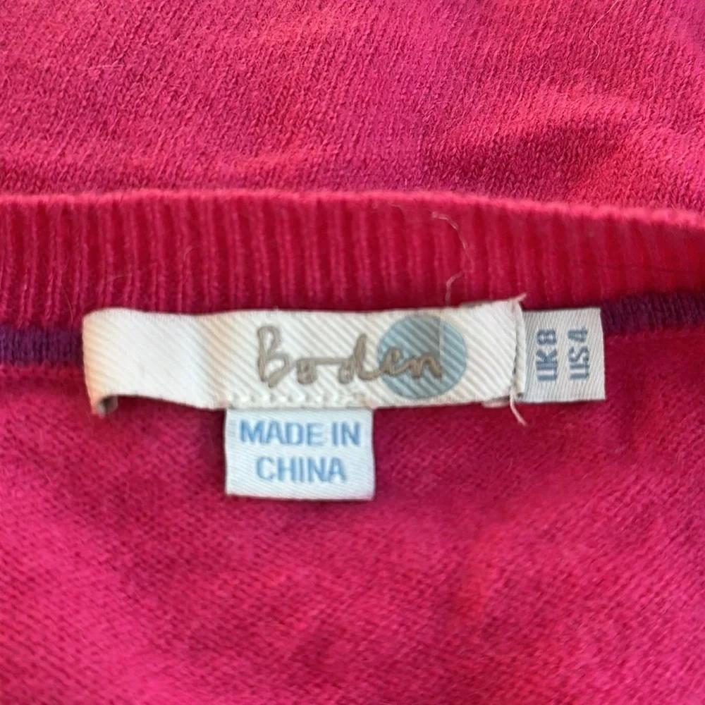 Boden 100% Cashmere V-Neck Sweater Pink UK 8 US 4